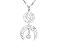 UNIFT Crescent Moon and Sun Necklace Stainless Steel Supernatural Pentagram Pendant Celtic Jewelry Gifts for Women (silver)
