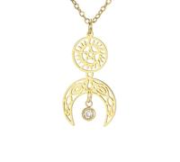 UNIFT Crescent Moon and Sun Necklace Stainless Steel Supernatural Pentagram Pendant Celtic Jewelry Gifts for Women (gold)