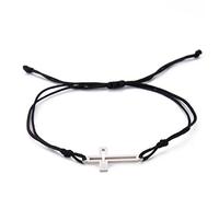 UNIFT Cross Bracelet For Women Men Stainless Steel Hollow Out Cross Adjustable Sideways Double Rope String Bracelet Christian Catholic Jewelry, Stainless Steel, no gemstone