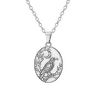 UNIFT Crow Crescent Moon Necklace for Women Stainless Steel Retro Vintage Oval Medallion Crow Pendant Gothic Occult Norse Wisdom Jewelry Gift, One Size, Stainless Steel, No Gemstone