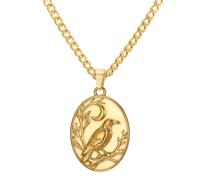 UNIFT Crow Crescent Moon Necklace for Women Stainless Steel Retro Vintage Oval Medallion Crow Pendant Gothic Occult Norse Wisdom Jewelry Gift, One Size, Stainless Steel, No Gemstone