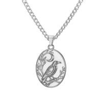 UNIFT Crow Crescent Moon Necklace for Women Stainless Steel Retro Vintage Oval Medallion Crow Pendant Gothic Occult Norse Wisdom Jewelry Gift, One Size, Stainless Steel, No Gemstone