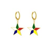 UNIFT Druze Five Color Star Earring for Women Stainless Steel Religious Cultural Druze Faith Symbol Jewelry Gift for Druze Family and Friends, One Size, Stainless Steel, No Gemstone