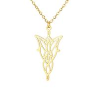 UNIFT Elf Princess Twilight Star Necklace for Women Men Stainless Steel Elven Leaf Aragorn Arwen Evenstar Pendant Necklace Jewelry Valentine's Day Gifts (gold)