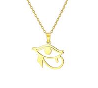 UNIFT Eye of Horus Ankh Cross Necklace for Women Men Stainless Steel Ancient Egyptian Eye of Horus with Egyptian Life Sign Ankh Cross | Double Wing Pendant Necklace Amulet Jewelry (gold 1)