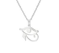 UNIFT Eye of Horus Ankh Cross Necklace for Women Men Stainless Steel Ancient Egyptian Eye of Horus with Egyptian Life Sign Ankh Cross | Double Wing Pendant Necklace Amulet Jewelry (silver 1)