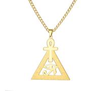 UNIFT Eye of Horus Ankh Cross pyramid Necklace for Women Men Stainless Steel Ancient Egyptian Amulet Jewelry Gifts (gold)