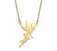 UNIFT Fairy Pixie Tinkerbell Silhouette Necklace For Women Girls Stainless Steel Exquisite Magical Pixie Angel Pendant Necklace Jewelry Gift (gold)