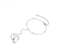 UNIFT Hand Chain Bracelets for Women Set Stainless Steel Adjustable Heart or Four-Leaf Clover Ring Chain Bracelet Trendy Dainty Jewelry Set Gifts, adjustable, Stainless Steel, no gemstone