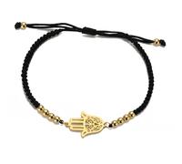 UNIFT Hand of Fatima Bracelet for Women Men Stainless Steel Hamsa Fatima Hand With a Bead Colorful Weave Adjustable Bracelet Talisman Jewelry (gold-B)