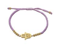 UNIFT Hand of Fatima Bracelet for Women Men Stainless Steel Hamsa Fatima Hand With a Bead Colorful Weave Adjustable Bracelet Talisman Jewelry (gold-P)