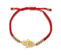 UNIFT Hand of Fatima Bracelet for Women Men Stainless Steel Hamsa Fatima Hand With a Bead Colorful Weave Adjustable Bracelet Talisman Jewelry (gold-R)