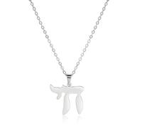 UNIFT Hebrew Chai Necklace for Women Stainless Steel Classic Hebrew Sign of Life Letter Chai Pendant Necklace Religious Jewish Jewelry (silver)