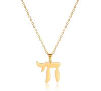 UNIFT Hebrew Chai Necklace for Women Stainless Steel Classic Hebrew Sign of Life Letter Chai Pendant Necklace Religious Jewish Jewelry (gold)