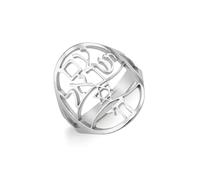 UNIFT Hebrew Chai Star of Daivd Ring for Women Men Stainless Steel Judaism Symbol of Life Letter Ring Hebrew Prayer Jewelry Passover Gift (silver, 17)