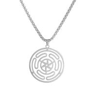 UNIFT Hecate Necklace for Men Women Stainless Steel Witchcraft Magic Symbol Wheel of Hecate Triple Moon Goddess Pendant Necklace Wiccan Pagan Jewelry Amulet Gifts (silver)