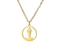 UNIFT Hindu Yoga Meditation Necklace for Women Stainless Steel Cross Legged Hands Together Meditation Pose Pendant Necklace Inspirational Gifts (gold)