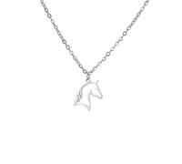 UNIFT Horse Head Necklace for Women Stainless Steel Cute Horse Head Outline Pendant Necklaces Animal Jewelry Equestrian Pet Lover Gifts (silver)