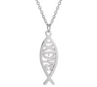 UNIFT Jesus Fish Necklace For Women Girls Stainless Steel Christian Faith Symbol Jesus Fish Pendant Necklace Religious Jewelry Inspirational Gift (silver)