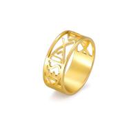UNIFT Jesus Fish Rings For Men Women Stainless Steel Skeleton Style Christian Symbol Jesus Fish Rings Faith Jewelry (gold, 11)