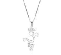UNIFT Lotus Flower Om Necklace for Women Stainless Steel Chic Aum Om Ohm Lotus Flower Pendant Necklace Hindu Meditation Jewelry Gift (gold)