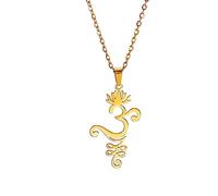 UNIFT Lotus Flower Om Necklace for Women Stainless Steel Chic Aum Om Ohm Lotus Flower Pendant Necklace Hindu Meditation Jewelry Gift (silver)