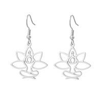 UNIFT Lotus Meditation Earring For Women Stainless Steel Om Yoga Spiritual Symbol Hollow Out Hindu Yoga Jewelry Inspirational Amulet Gift, One Size, Stainless Steel, No Gemstone