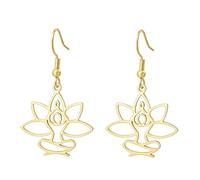 UNIFT Lotus Meditation Earring For Women Stainless Steel Om Yoga Spiritual Symbol Hollow Out Hindu Yoga Jewelry Inspirational Amulet Gift, One Size, Stainless Steel, No Gemstone