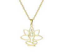 UNIFT Lotus Meditation Necklace For Women Stainless Steel Om Yoga Spiritual Symbol Hollow Out Hindu Yoga Jewelry Inspirational Amulet Gift, Adjustable, Stainless Steel, No Gemstone