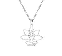 UNIFT Lotus Meditation Necklace For Women Stainless Steel Om Yoga Spiritual Symbol Hollow Out Hindu Yoga Jewelry Inspirational Amulet Gift, Adjustable, Stainless Steel, No Gemstone