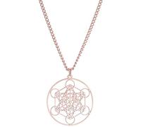 UNIFT Metatron’s Cube Pendant Necklace For Men Women Stainless Steel Geometric Style Hollow Out Seals of Archangel Necklace Spiritual Healing Talisman Jewelry (rose gold)