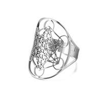 UNIFT Metatron’s Cube Ring for Men Women Stainless Steel Angel Seal Archangel Metatron Sacred Geometry Style Ring Protection Amulet (sliver)