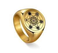 UNIFT Metatron’s Cube Ring for Men Women Stainless Steel Angel Seal Archangel Metatron Sacred Geometry Style Ring Protection Amulet (gold 1, 11)