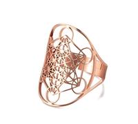 UNIFT Metatron’s Cube Ring for Men Women Stainless Steel Angel Seal Archangel Metatron Sacred Geometry Style Ring Protection Amulet (rose gold)
