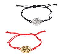 UNIFT Metatron's Cube Bracelet For Women Men Stainless Steel Geometry Hollow Out Style Charm Angel Seal Circle Star Of David Pendant Double Rope Bracelet Amulet Jewelry Gifts (silver+gold)