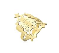UNIFT Moroccan Coat of Arms Ring for Men Women Stainless Steel Open Adjustable Morocco National Emblem with Guardian Lions & Atlas Mountain Sun Symbol North African Ethnic Jewelry Gift, Stainless