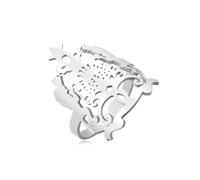 UNIFT Moroccan Coat of Arms Ring for Men Women Stainless Steel Open Adjustable Morocco National Emblem with Guardian Lions & Atlas Mountain Sun Symbol North African Ethnic Jewelry Gift, Stainless
