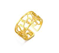 UNIFT Muslim Islam Ring for Women Men Stainless Steel Mohammad Quran Calligraphy Arabic Letter Opening Rings Religious Jewelry Eid Ramadan Gifts (gold)