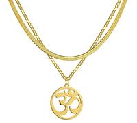 UNIFT Necklace For Women- Aum Om Ohm Sanskrit Symbol Round Pendant Beaded Double Layer Chain Charm Necklace,Hinduism Yoga Sanskrit Personalized Necklace Amulet Jewelry