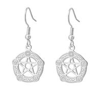 UNIFT Pentagram Celtic earring for women stainless steel Gothic witchcraft pentagram pendant birthday gifts for loved ones and friends. (silver)