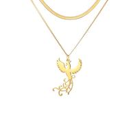 UNIFT Phoenix Necklace for Women Mom Stainless Steel Cute Dainty Rising Phoenix Pendant Necklaces Jewelry Inspiration Gifts (gold 2)