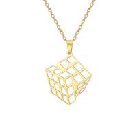UNIFT Rubik's Cube Necklace for Women Men Stainless Steel Minimalist Fashion Geometric Cube Pendant Jewelry Gift, Adjustable, Stainless Steel, No Gemstone