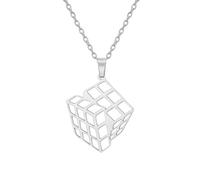 UNIFT Rubik's Cube Necklace for Women Men Stainless Steel Minimalist Fashion Geometric Cube Pendant Jewelry Gift, Adjustable, Stainless Steel, No Gemstone