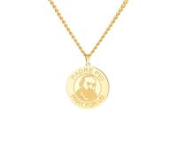 UNIFT St Padre Pio Medal Necklace for Women Men Stainless Steel Engraved Pray for Us & Capuchin OFMCAP Rome Seal Religious Catholic Jewelry Gift