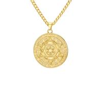 UNIFT Star of David Zodiac Necklace for Men Women Stainless Steel 12 Constellation Astrology Wheel Hexagram Pendant Protection Amulet Jewelry Gift