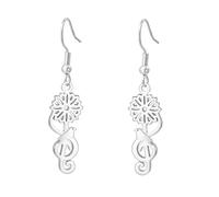 UNIFT Sunflower Musical Note earring for Women You Are My Sunshine Pendant Stainless Steel Birthday Anniversary Valentine's Day Jewelry Gifts (silver)