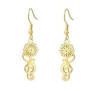 UNIFT Sunflower Musical Note earring for Women You Are My Sunshine Pendant Stainless Steel Birthday Anniversary Valentine's Day Jewelry Gifts (gold)
