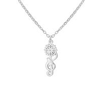 UNIFT Sunflower Musical Note Necklace for Women You Are My Sunshine Pendant Stainless Steel Birthday Anniversary Valentine's Day Jewelry Gifts (silver)