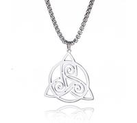 UNIFT Trinity Celtic Knot Triple Spiral Necklaces for Women Stainless Steel Delicate Triskele Celtic Knot Pendant Necklace Talisman Amulet Jewelry (silver)