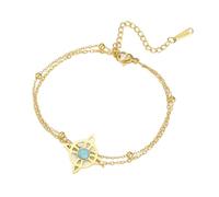 UNIFT Witch Knot Bracelet for Women Stainless Steel Magic Wiccan Symbol Celtic Witch's Knot with Sapphire Adjustable Bracelet Witchcraft Jewelry (gold)